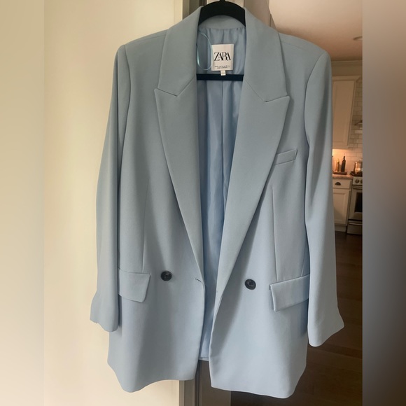 Zara Oversized Light Blue Blazer Size Large - Picture 3 of 7